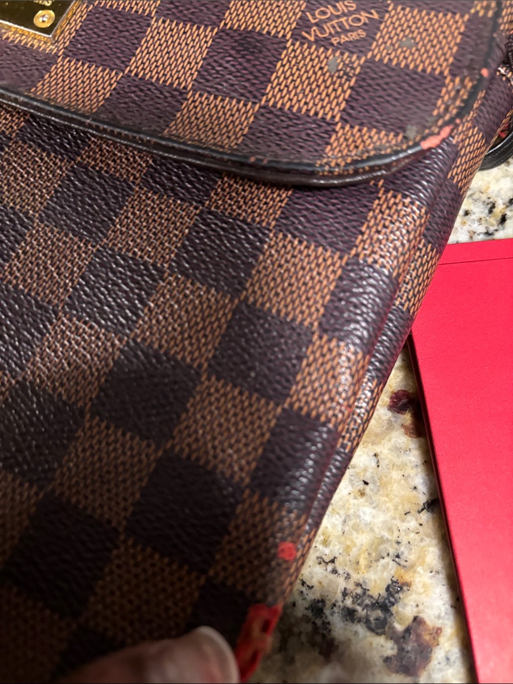 Louis Vuitton Brown Damier Ebene Crossbody with Black Strap and Gold Plaque-Asis - Picture 9 of 16